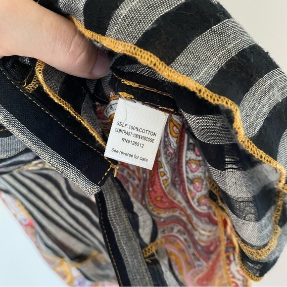 Aratta Silent Journey Floral Embroidered Top Mixed Media Button Down Sz S, M - Picture 10 of 14